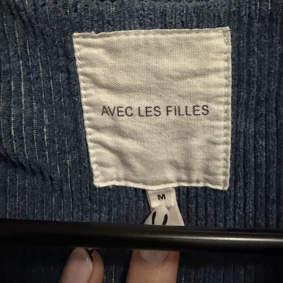 Avec Les Filles Dusty Blue Corduroy Cropped Jacket - Picture 3 of 3